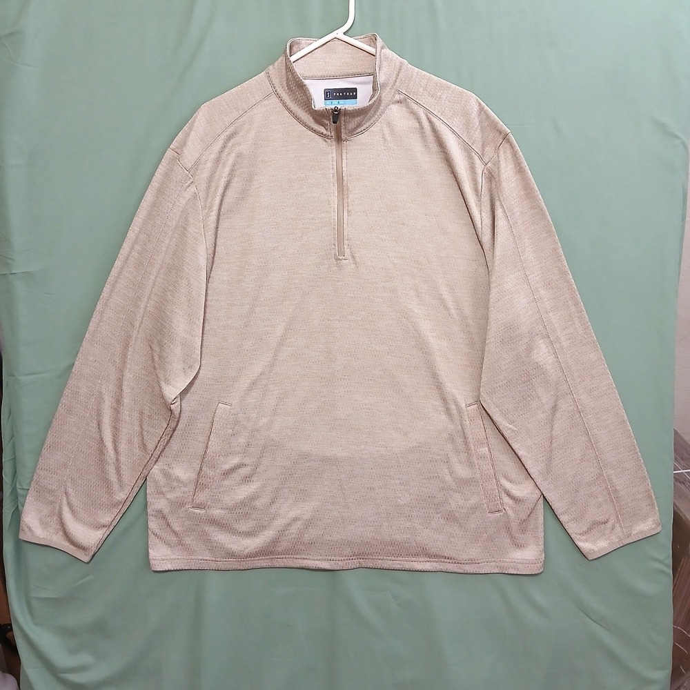 PGA TOUR Men's XL Gold Mock Neck 1/4 Zip Pullover Golf Sport Shirt Long Sleeve - Picture 2 of 16